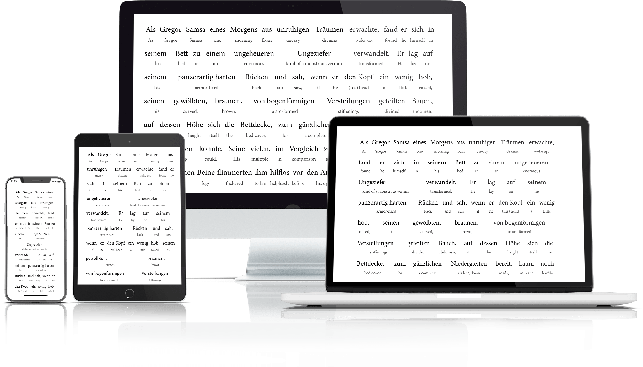 Interlinear books work on multiple device types