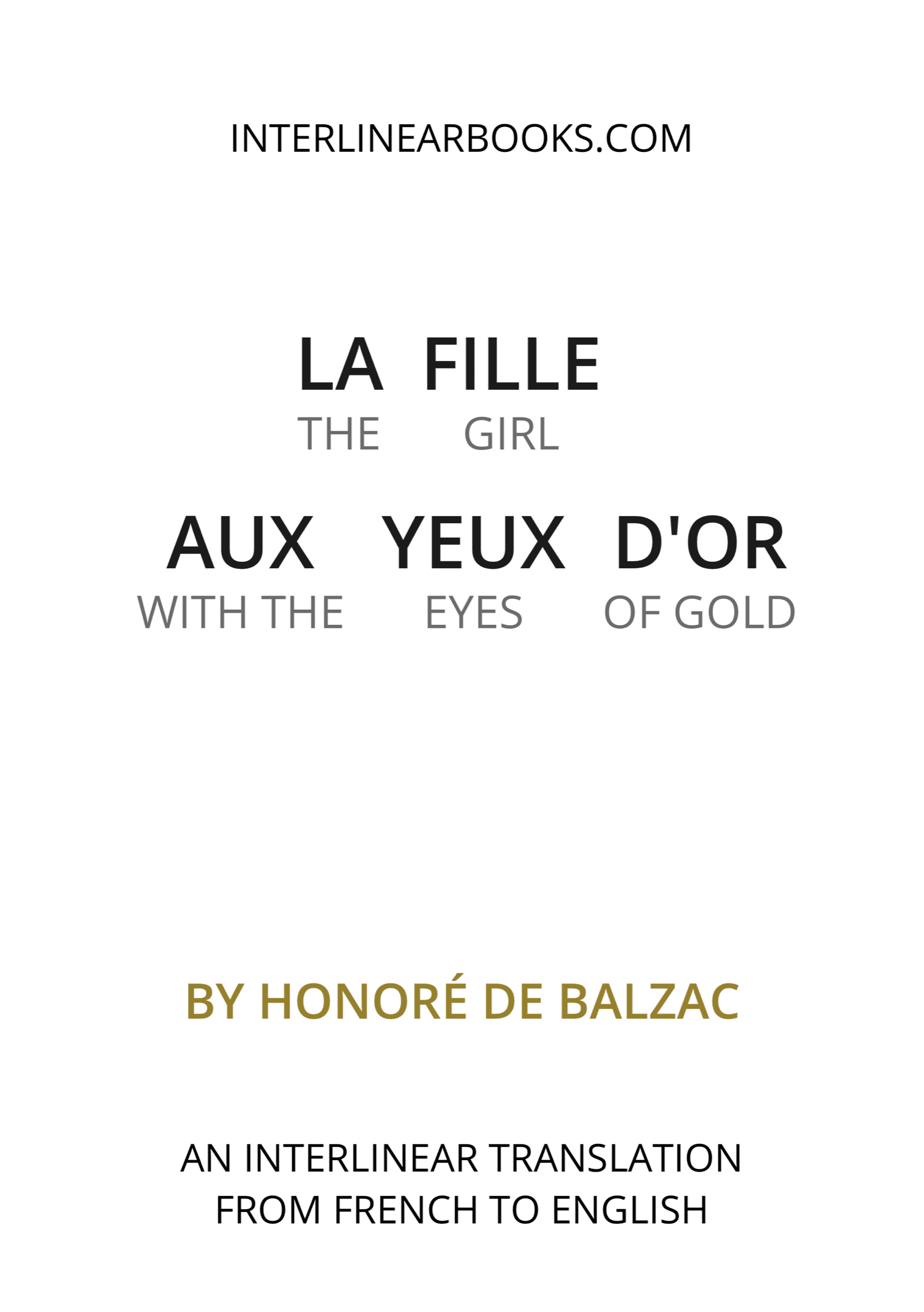French book: La fille aux yeux d'or / The Girl With The Golden Eyes